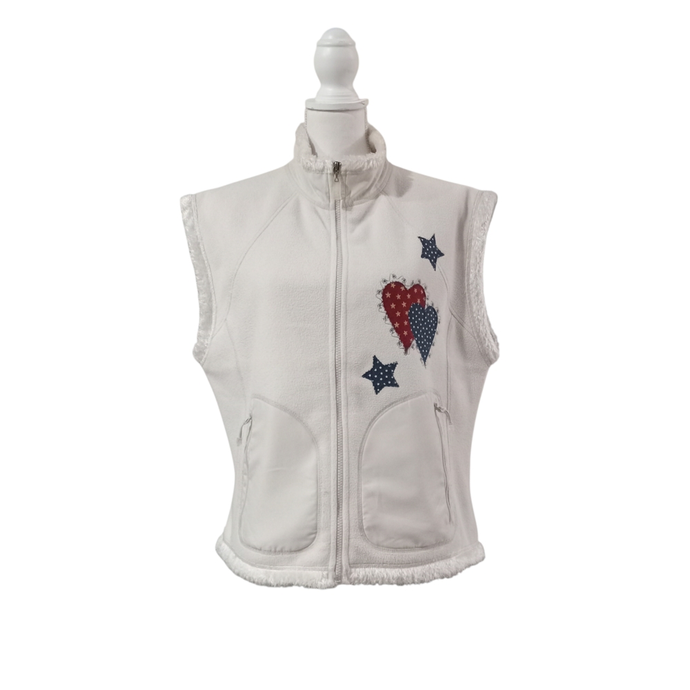STORM CREEK WOMEN'S VEST WITH HEART AND STAR ACCENTS IVORY XL - Picture 2 of 8